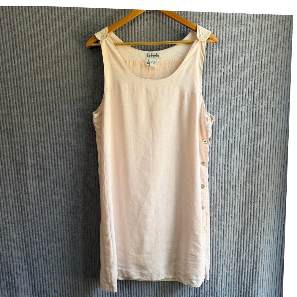 VTG Rafaella Linen Dress Casual 10 Pink Boho Minimalist Summer‎